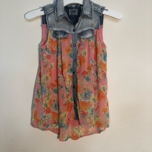 Girls western button down tank